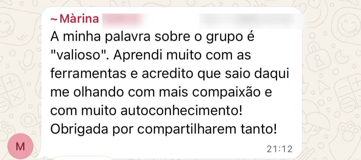 Depoimento de Marina Sobral, participante da Turma 1