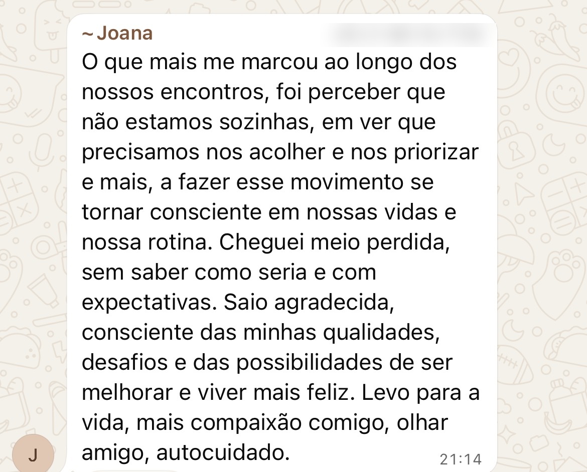 Depoimento de Joana, participante da Turma 1